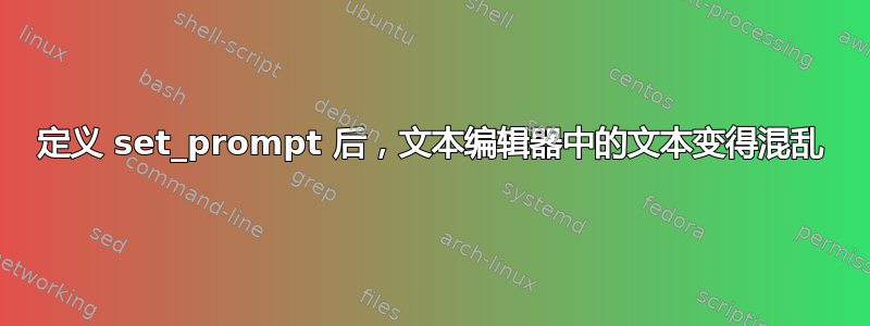 定义 set_prompt 后，文本编辑器中的文本变得混乱