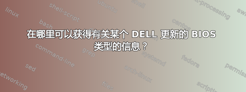 在哪里可以获得有关某个 DELL 更新的 BIOS 类型的信息？