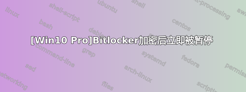 [Win10 Pro]Bitlocker加密后立即被暂停