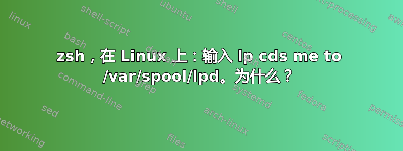 zsh，在 Linux 上：输入 lp cds me to /var/spool/lpd。为什么？