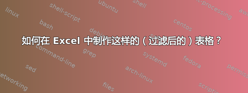 如何在 Excel 中制作这样的（过滤后的）表格？