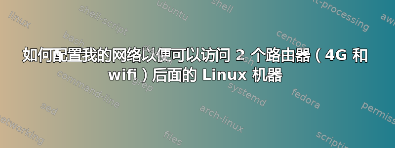 如何配置我的网络以便可以访问 2 个路由器（4G 和 wifi）后面的 Linux 机器