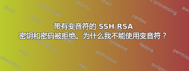 带有变音符的 SSH RSA 密钥和密码被拒绝。为什么我不能使用变音符？