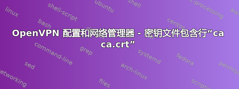 OpenVPN 配置和网络管理器 - 密钥文件包含行“ca ca.crt”