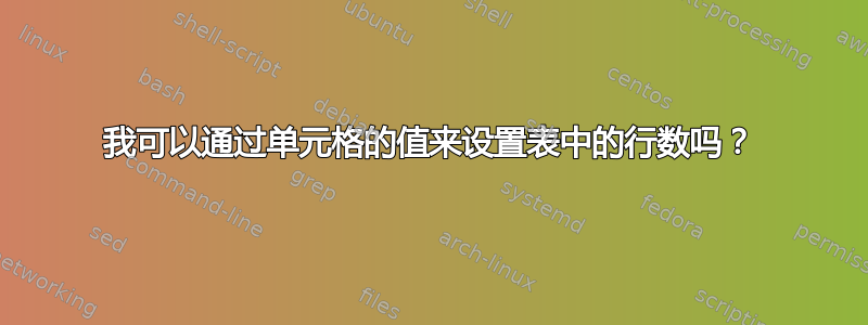 我可以通过单元格的值来设置表中的行数吗？