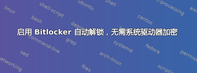 启用 Bitlocker 自动解锁，无需系统驱动器加密