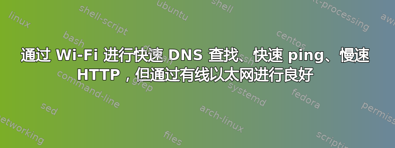 通过 Wi-Fi 进行快速 DNS 查找、快速 ping、慢速 HTTP，但通过有线以太网进行良好