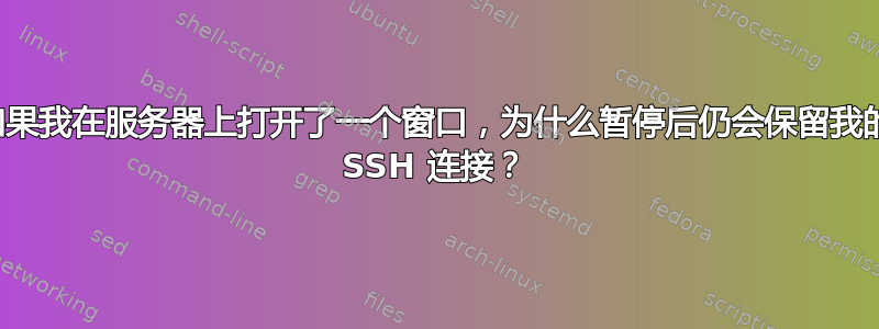 如果我在服务器上打开了一个窗口，为什么暂停后仍会保留我的 SSH 连接？