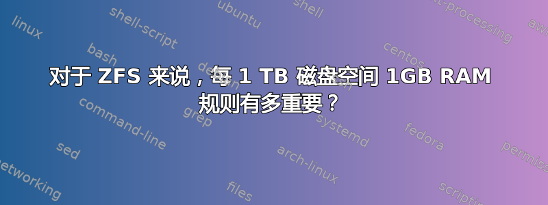 对于 ZFS 来说，每 1 TB 磁盘空间 1GB RAM 规则有多重要？