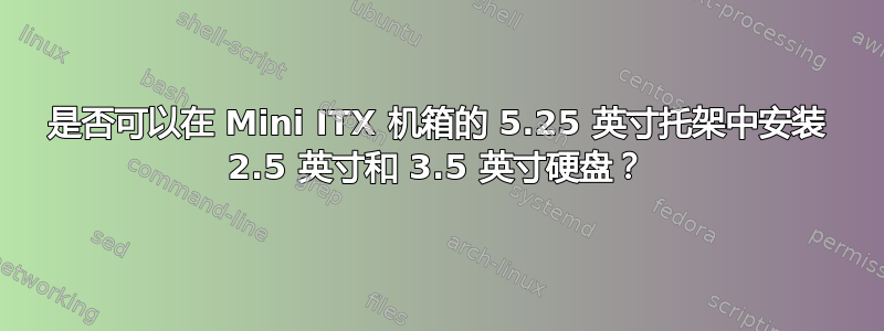 是否可以在 Mini ITX 机箱的 5.25 英寸托架中安装 2.5 英寸和 3.5 英寸硬盘？