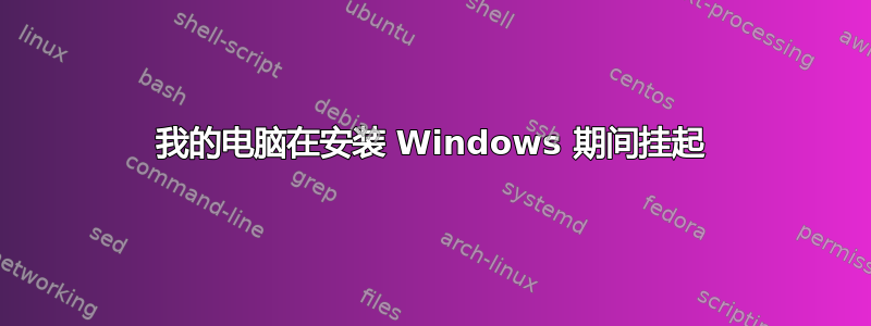 我的电脑在安装 Windows 期间挂起