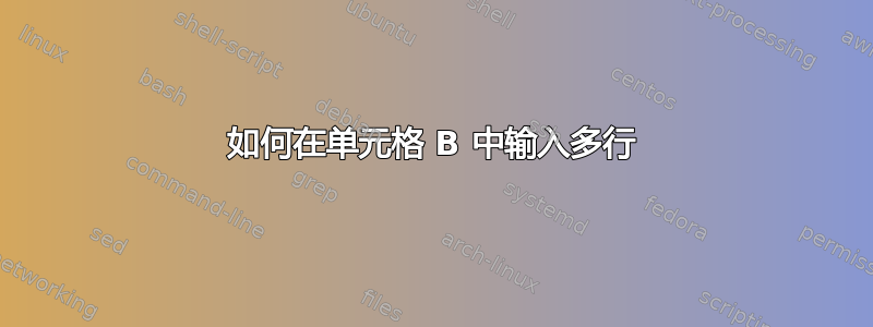 如何在单元格 B 中输入多行