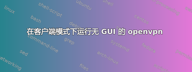 在客户端模式下运行无 GUI 的 openvpn