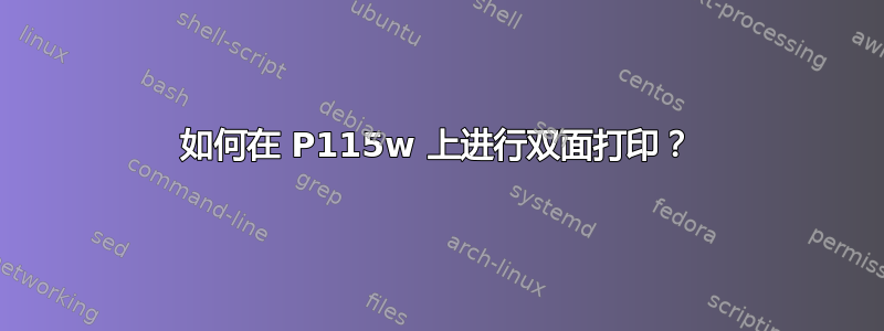 如何在 P115w 上进行双面打印？