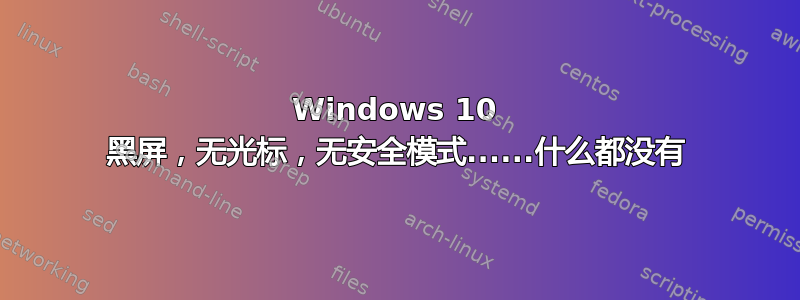 Windows 10 黑屏，无光标，无安全模式......什么都没有