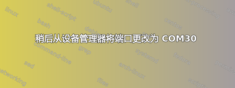 稍后从设备管理器将端口更改为 COM30