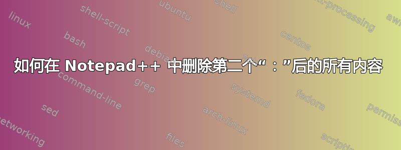 如何在 Notepad++ 中删除第二个“：”后的所有内容