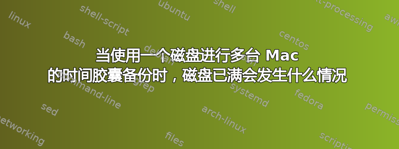 当使用一个磁盘进行多台 Mac 的时间胶囊备份时，磁盘已满会发生什么情况