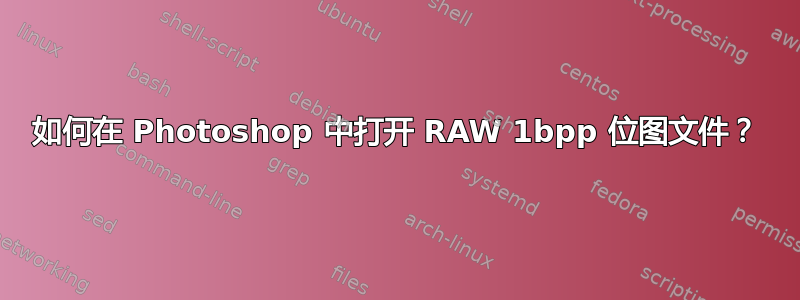 如何在 Photoshop 中打开 RAW 1bpp 位图文件？