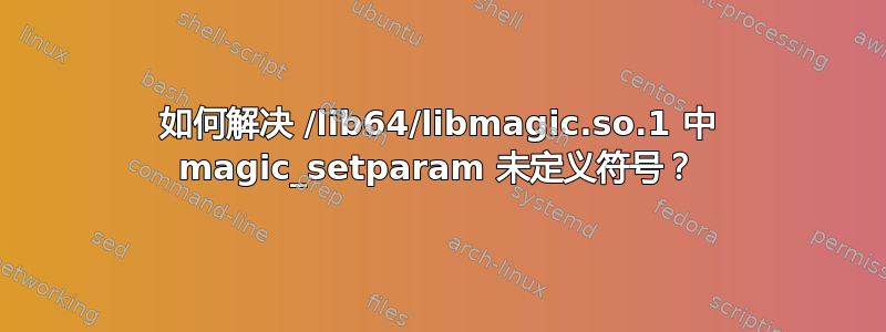 如何解决 /lib64/libmagic.so.1 中 magic_setparam 未定义符号？