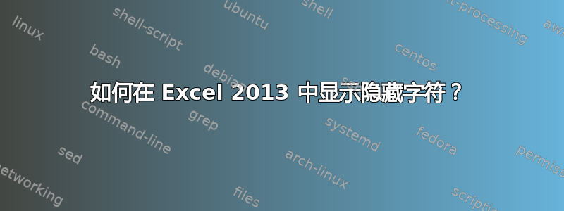 如何在 Excel 2013 中显示隐藏字符？