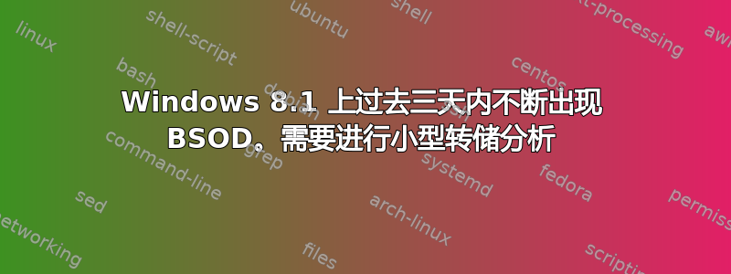 Windows 8.1 上过去三天内不断出现 BSOD。需要进行小型转储分析