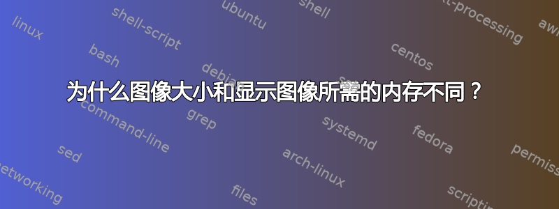 为什么图像大小和显示图像所需的内存不同？