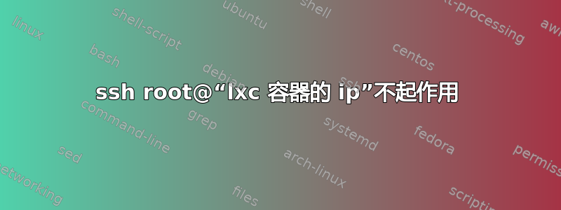 ssh root@“lxc 容器的 ip”不起作用