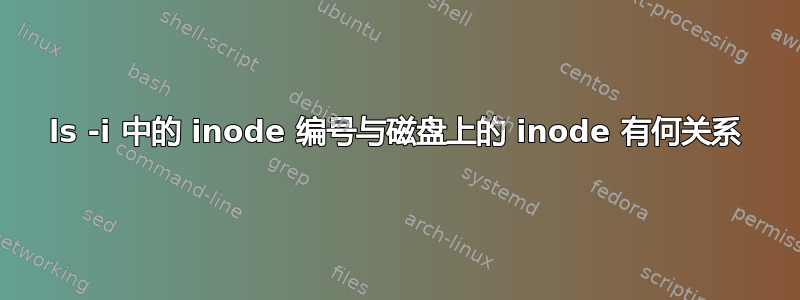 ls -i 中的 inode 编号与磁盘上的 inode 有何关系