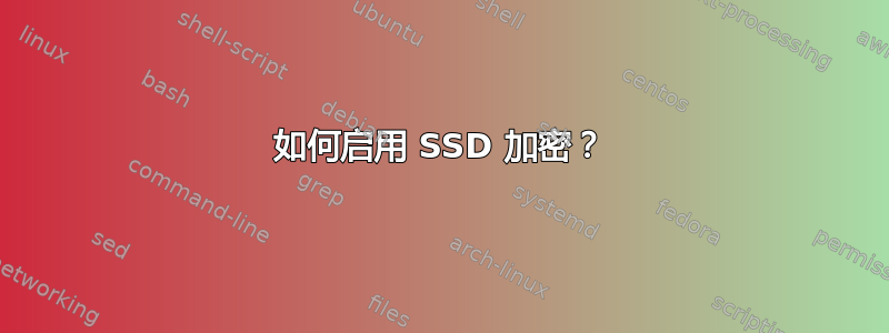 如何启用 SSD 加密？