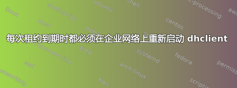 每次租约到期时都必须在企业网络上重新启动 dhclient