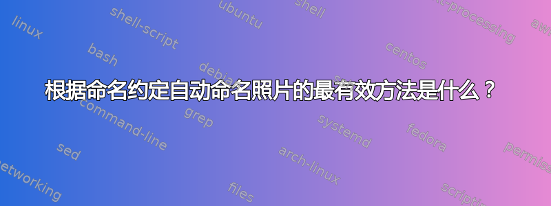 根据命名约定自动命名照片的最有效方法是什么？