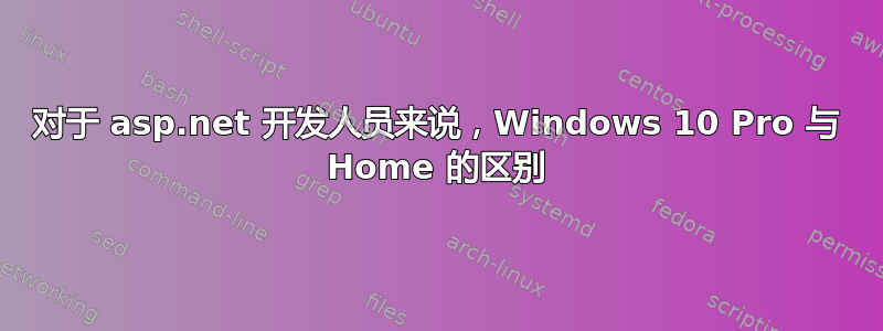 对于 asp.net 开发人员来说，Windows 10 Pro 与 Home 的区别