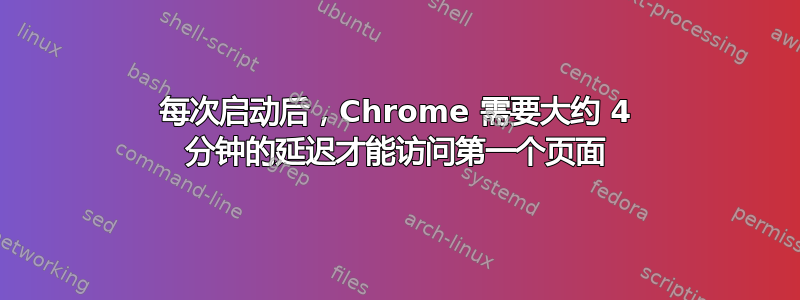 每次启动后，Chrome 需要大约 4 分钟的延迟才能访问第一个页面