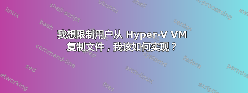 我想限制用户从 Hyper-V VM 复制文件，我该如何实现？