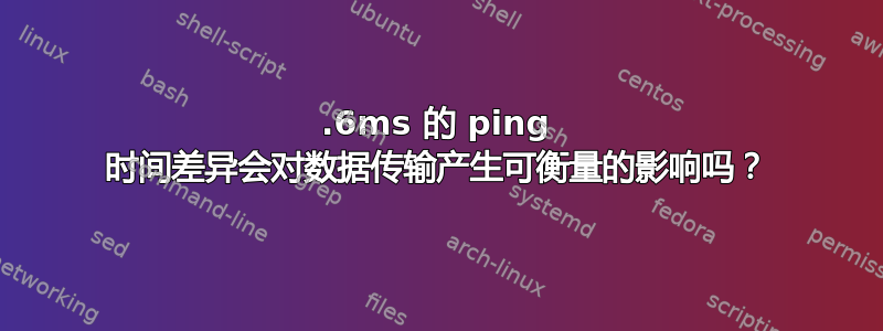 0.6ms 的 ping 时间差异会对数据传输产生可衡量的影响吗？