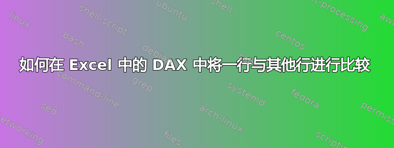 如何在 Excel 中的 DAX 中将一行与其他行进行比较