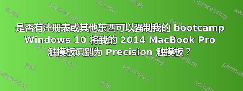 是否有注册表或其他东西可以强制我的 bootcamp Windows 10 将我的 2014 MacBook Pro 触摸板识别为 Precision 触摸板？