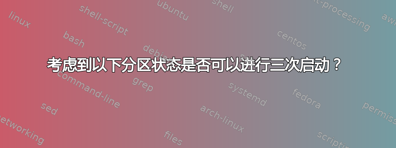 考虑到以下分区状态是否可以进行三次启动？