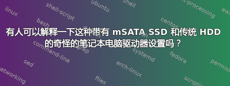 有人可以解释一下这种带有 mSATA SSD 和传统 HDD 的奇怪的笔记本电脑驱动器设置吗？