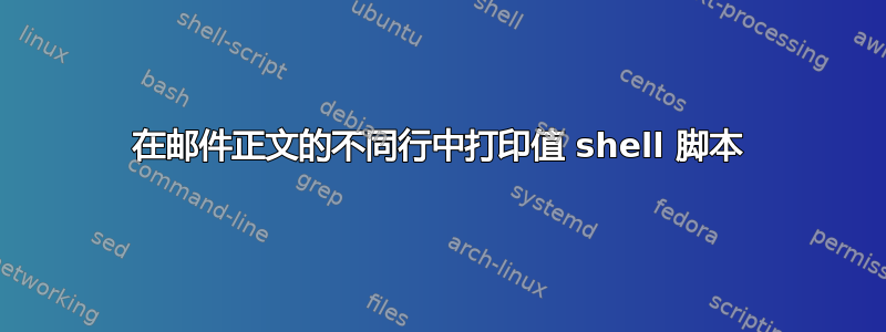 在邮件正文的不同行中打印值 shell 脚本