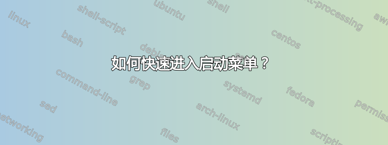 如何快速进入启动菜单？