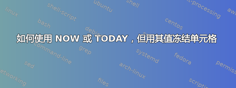 如何使用 NOW 或 TODAY，但用其值冻结单元格