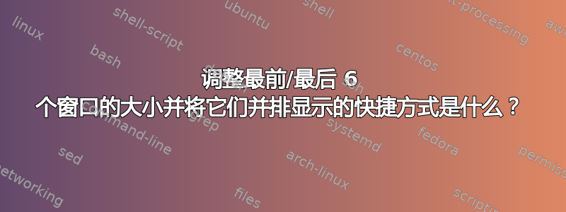 调整最前/最后 6 个窗口的大小并将它们并排显示的快捷方式是什么？