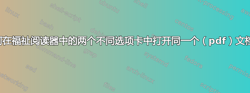 如何在福祉阅读器中的两个不同选项卡中打开同一个（pdf）文档？