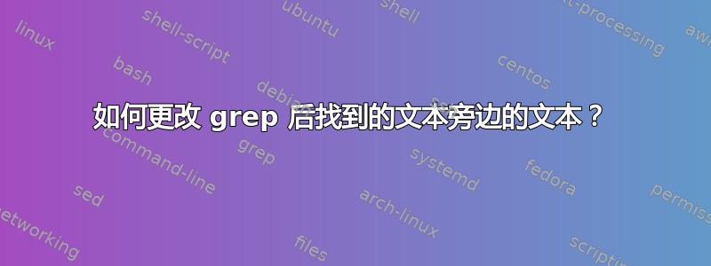 如何更改 grep 后找到的文本旁边的文本？