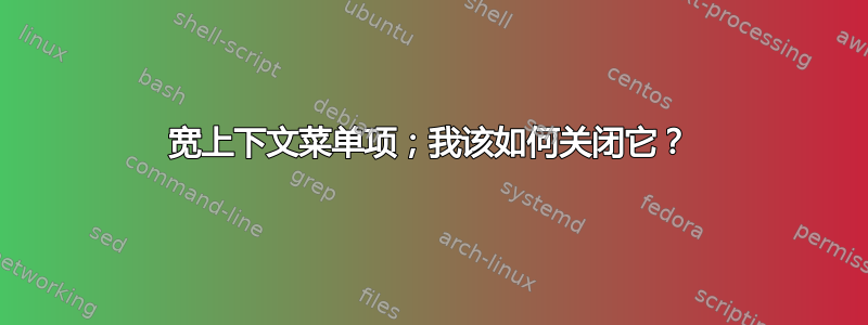 宽上下文菜单项；我该如何关闭它？