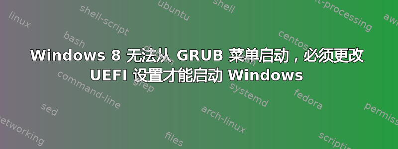 Windows 8 无法从 GRUB 菜单启动，必须​​更改 UEFI 设置才能启动 Windows