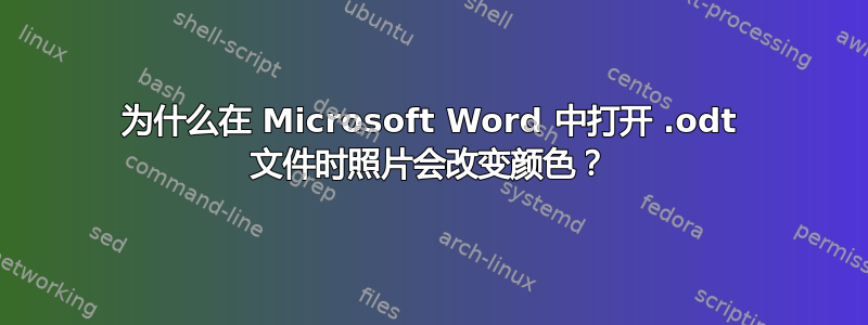 为什么在 Microsoft Word 中打开 .odt 文件时照片会改变颜色？