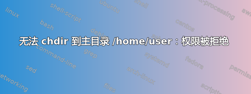 无法 chdir 到主目录 /home/user：权限被拒绝